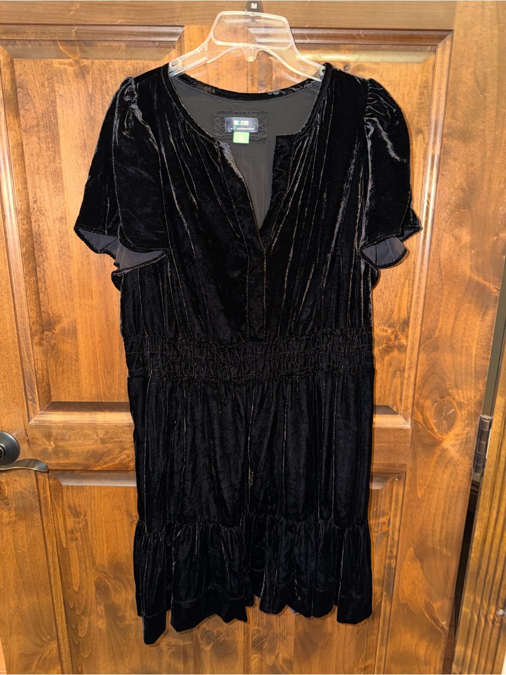 Anthropologie Black Velvet Midi Dress